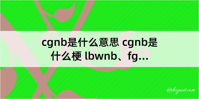 cgnb是什么意思 cgnb是什么梗 lbwnb、fgnb、xgnb、fgsb是什么梗